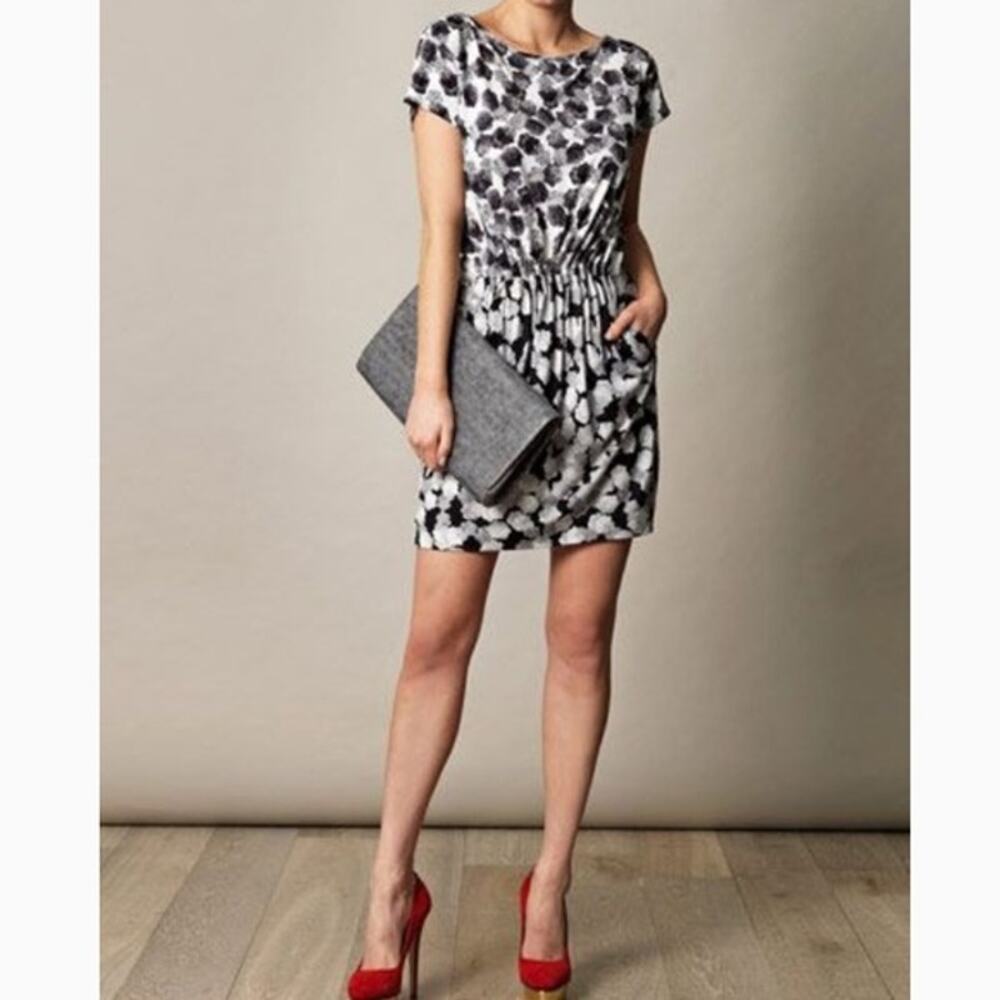 Diane Von Furstenberg Odea Silk White Black Geometric Silk Pocket Dress 2